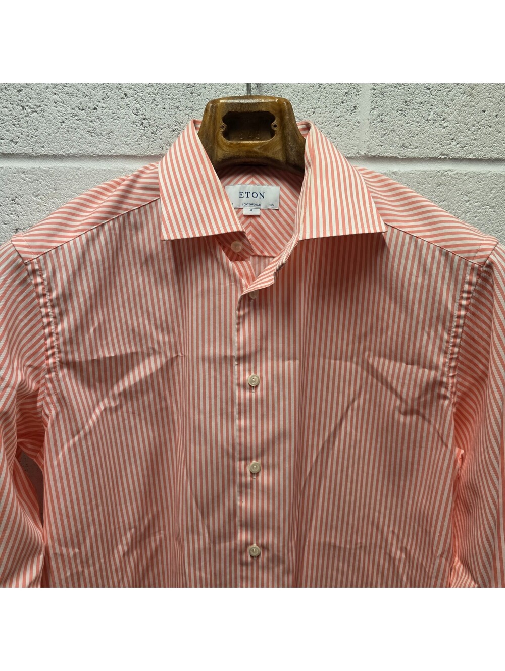 Men Eton Shirt Signature Twill Contemporary M 40 15.3/4 Bengal Orange 21x32